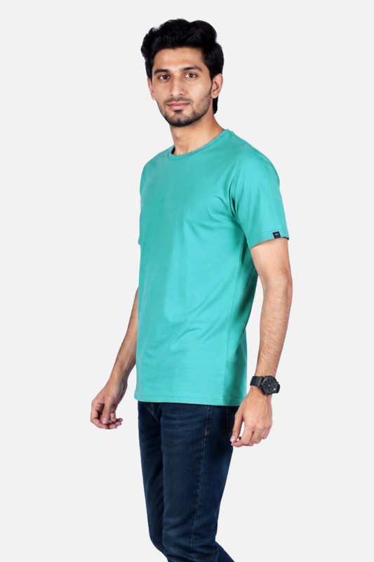 Zavrariq Men's Solid Cotton Round Neck Half Sleeve T-Shirt – Deep Oxford