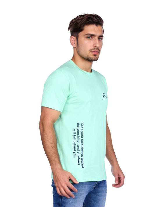 Zavrariq Men's Premium Cotton Round Neck Short Sleeve T-Shirt -C Green
