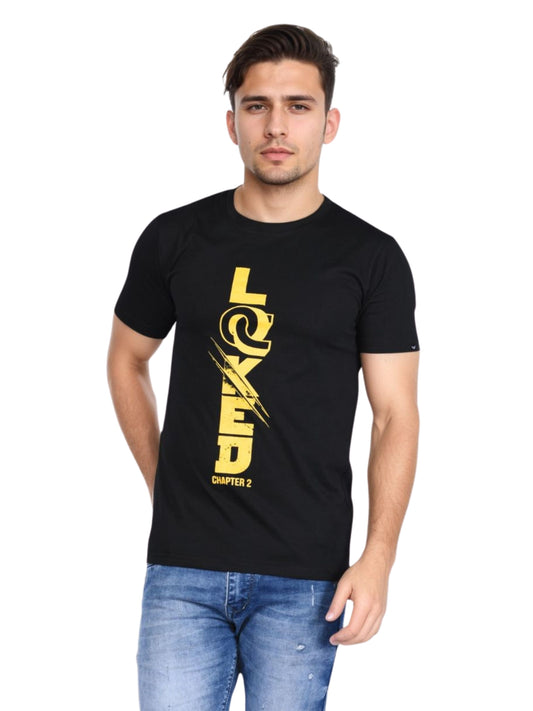 Zavrariq Men's Black Printed Cotton T-Shirt | Regular Fit Casual Round Neck Tee