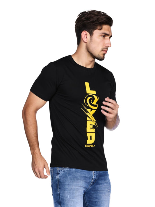 Zavrariq Men's Black Printed Cotton T-Shirt | Regular Fit Casual Round Neck Tee