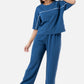 Zavrariq Women's Blue Round Neck Oversized Crop Top & Wide Leg Pants Co-ord Set