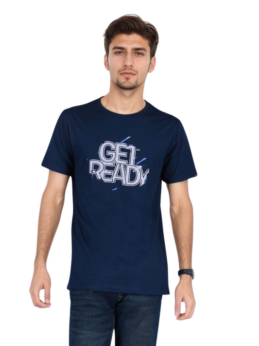 ZAVRARIQ Men's Premium Graphic Cotton T-Shirt – Half Sleeve Round Neck | Navy Blue
