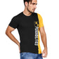Zavrariq Men's Printed Half Sleeve Cotton T-Shirt - Black & Mustard