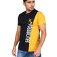 Zavrariq Men's Printed Half Sleeve Cotton T-Shirt - Black & Mustard