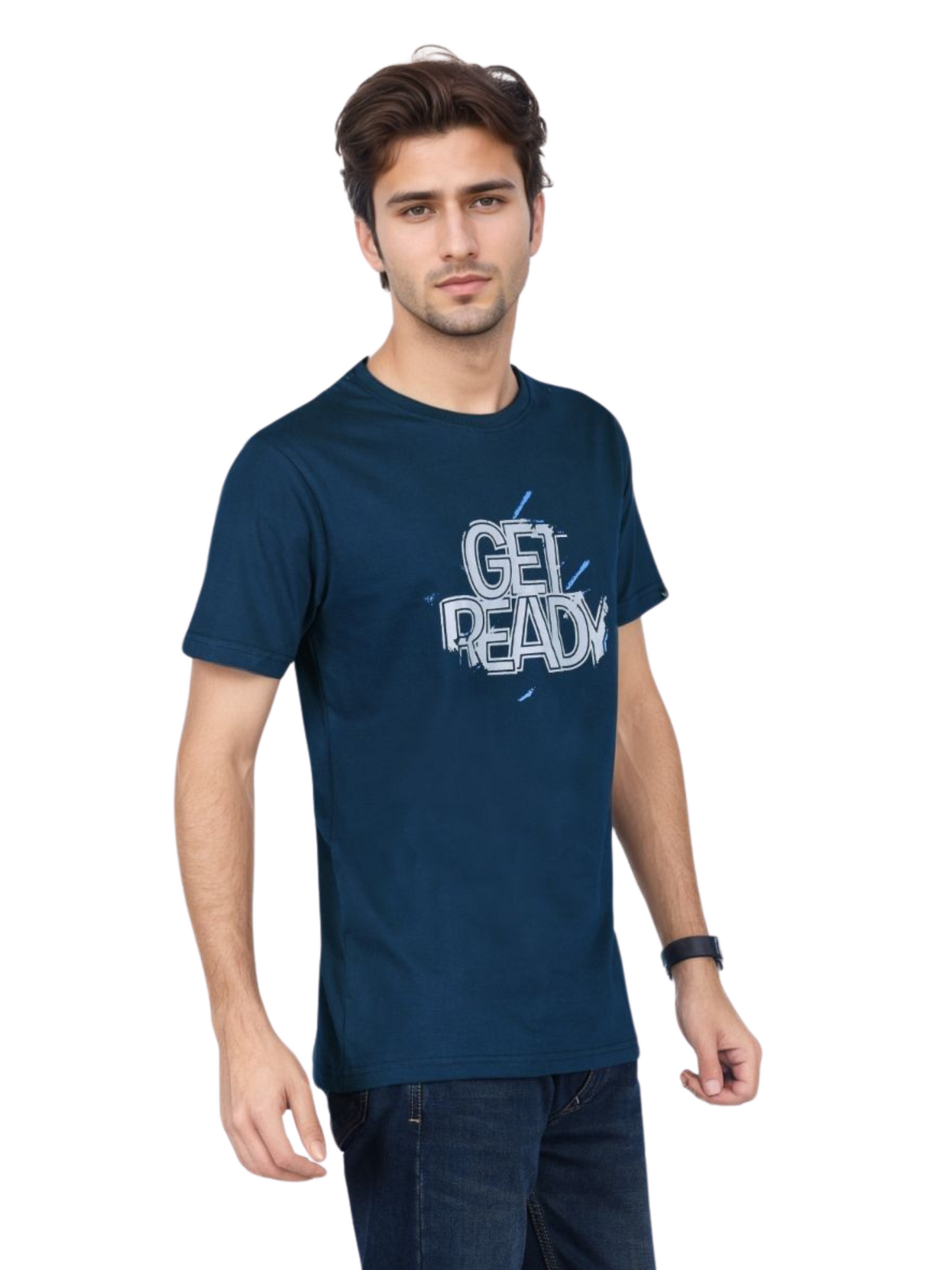 ZAVRARIQ Men's Premium Graphic Cotton T-Shirt – Half Sleeve Round Neck | Navy Blue