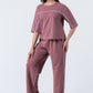 Zavrariq Women's Round Neck Oversized Crop Top & Wide Leg Pants Co-ord Set | Casual Lounge Wear