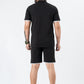 Zavrariq Men's Black Polyester Shirt & Shorts Co-ord Set White Piping | Casual Summer Wear