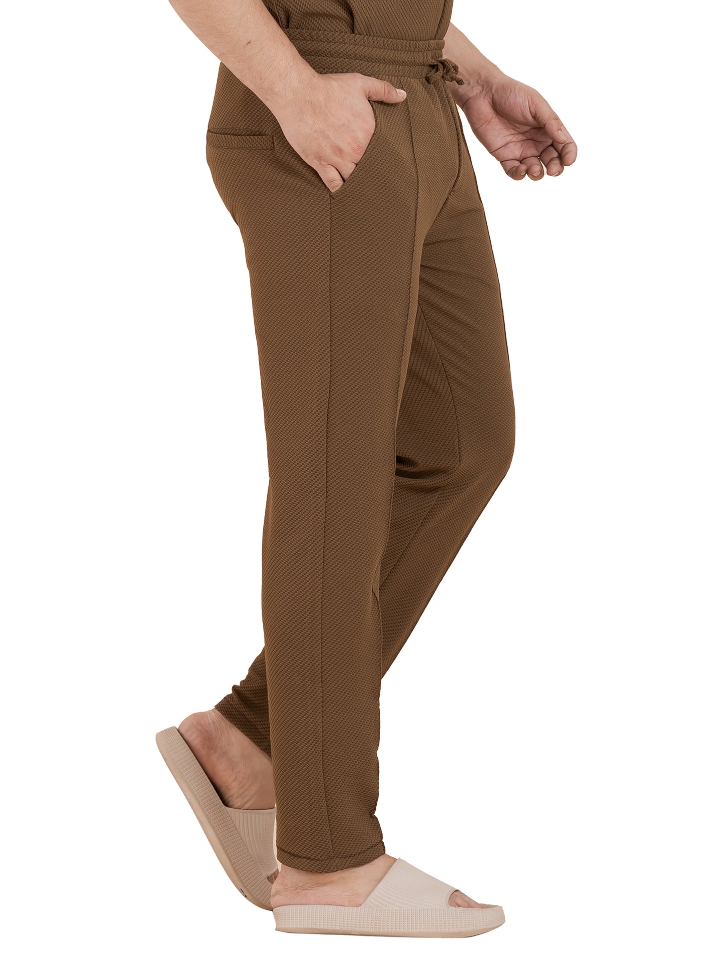 Zavrariq Men's Premium Polyester Jogger Pants – Brown