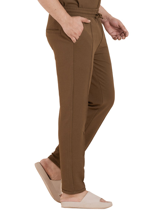 Zavrariq Men's Premium Polyester Jogger Pants – Brown