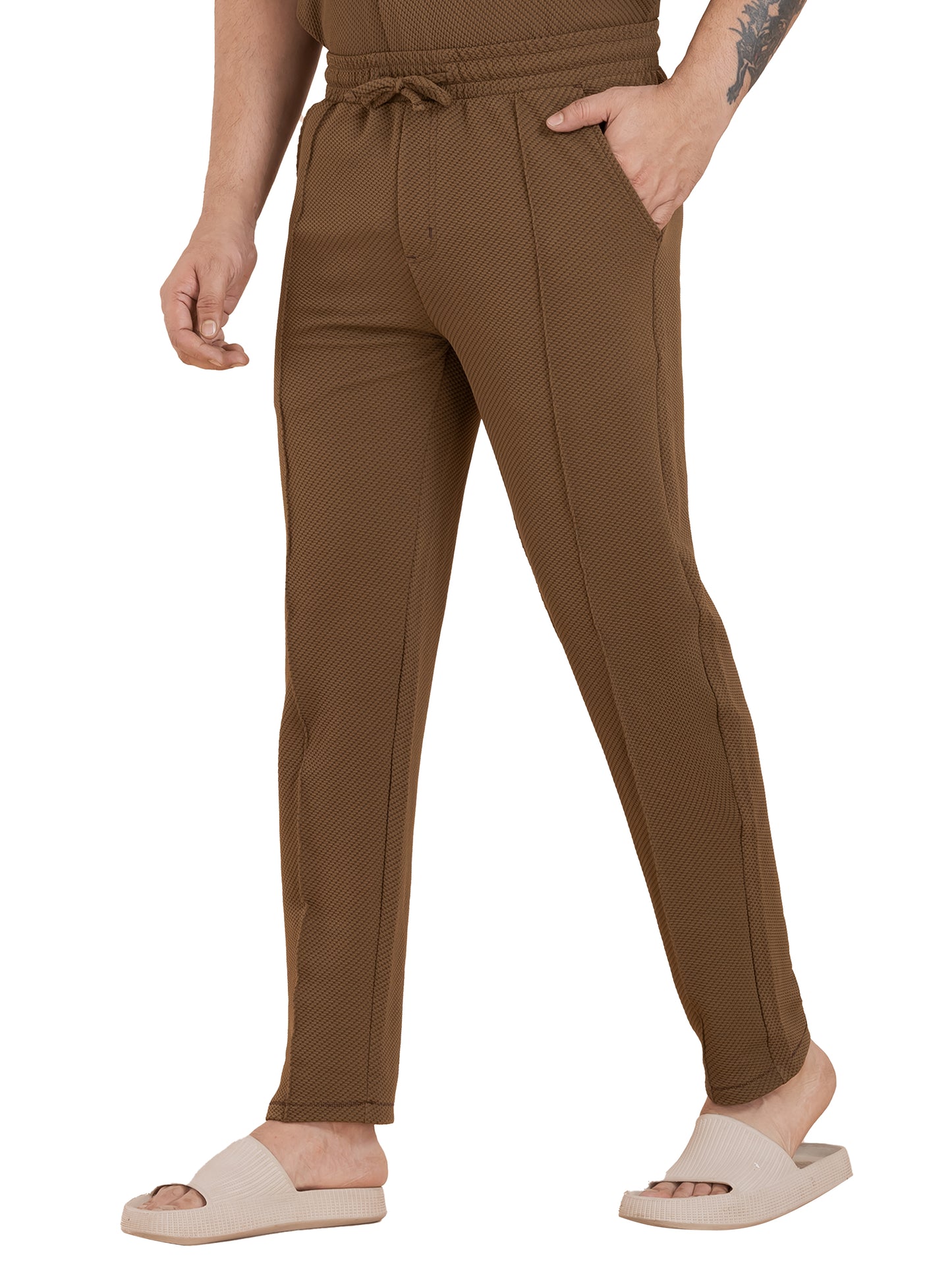Zavrariq Men's Premium Polyester Jogger Pants – Brown