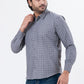 Men's Charcoal Checked Full Sleeve Casual Shirt | Regular Fit Cotton Blend | ZEVRARIQ