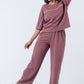 Zavrariq Women's Round Neck Oversized Crop Top & Wide Leg Pants Co-ord Set | Casual Lounge Wear