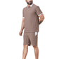 Zavrariq Men's Premium Polo T-Shirt & Shorts Co-Ord Set – Brown