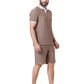 Zavrariq Men's Premium Polo T-Shirt & Shorts Co-Ord Set – Brown