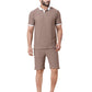 Zavrariq Men's Premium Polo T-Shirt & Shorts Co-Ord Set – Brown