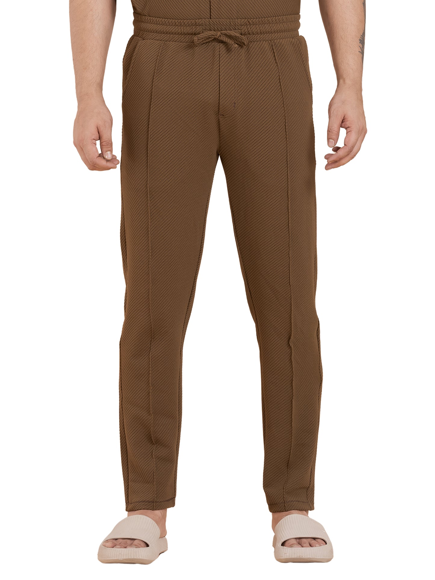Zavrariq Men's Premium Polyester Jogger Pants – Brown