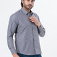 Men's Charcoal Checked Full Sleeve Casual Shirt | Regular Fit Cotton Blend | ZEVRARIQ
