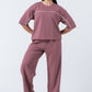 Zavrariq Women's Round Neck Oversized Crop Top & Wide Leg Pants Co-ord Set | Casual Lounge Wear