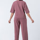 Zavrariq Women's Round Neck Oversized Crop Top & Wide Leg Pants Co-ord Set | Casual Lounge Wear