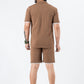 Zavrariq Men's Brown Half Sleeve Collar Shirt & Shorts Co-ord Set | Casual Summer Wear
