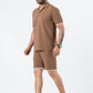 Zavrariq Men's Brown Half Sleeve Collar Shirt & Shorts Co-ord Set | Casual Summer Wear