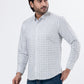 Men's White Checked Full Sleeve Casual Shirt | Regular Fit Cotton Blend | ZEVRARIQ