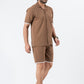 Zavrariq Men's Brown Half Sleeve Collar Shirt & Shorts Co-ord Set | Casual Summer Wear