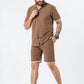 Zavrariq Men's Brown Half Sleeve Collar Shirt & Shorts Co-ord Set | Casual Summer Wear