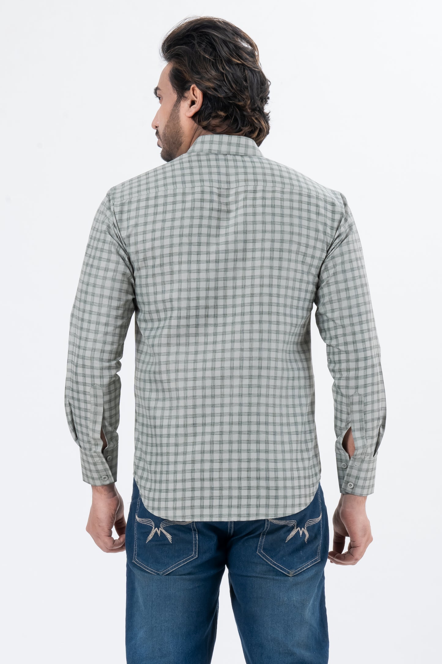 Men's Grey Checked Full Sleeve Casual Shirt | Regular Fit Cotton Blend | ZEVRARIQ