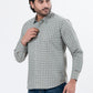 Men's Grey Checked Full Sleeve Casual Shirt | Regular Fit Cotton Blend | ZEVRARIQ