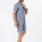 Zavrariq Men's Dgrey Regular Fit Collar Shirt & Shorts Co-ord Set White Piping | Half Sleeves Casual Wear