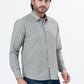 Men's Grey Checked Full Sleeve Casual Shirt | Regular Fit Cotton Blend | ZEVRARIQ