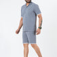 Zavrariq Men's Dgrey Regular Fit Collar Shirt & Shorts Co-ord Set White Piping | Half Sleeves Casual Wear
