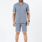 Zavrariq Men's Dgrey Regular Fit Collar Shirt & Shorts Co-ord Set White Piping | Half Sleeves Casual Wear