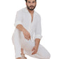 Zavrariq Men's Premium White Co-Ord Set – Full Sleeve Shirt & Jogger Pants