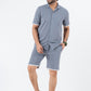 Zavrariq Men's Dgrey Regular Fit Collar Shirt & Shorts Co-ord Set White Piping | Half Sleeves Casual Wear