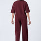 Zavrariq Women's Dark Maroon Round Neck Oversized Crop Top & Wide Leg Pants Co-ord Set
