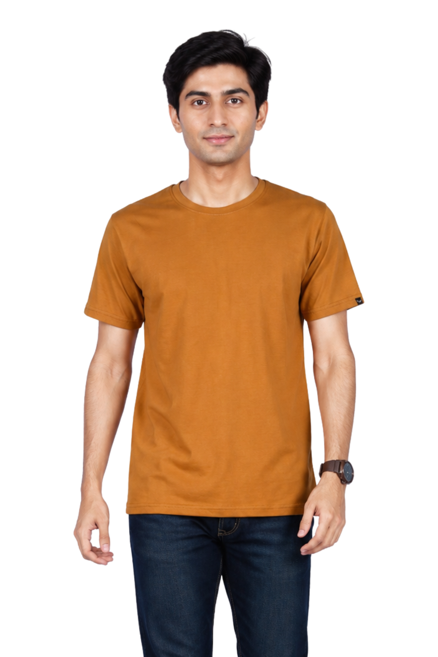 ZAVRARIQ Men's Premium Solid Cotton T-Shirt – Half Sleeve Round Neck | Rust Brown