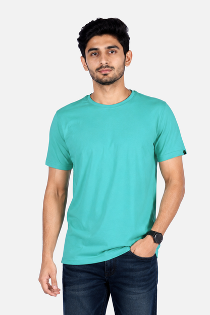 Zavrariq Men's Solid Cotton Round Neck Half Sleeve T-Shirt – Deep Oxford