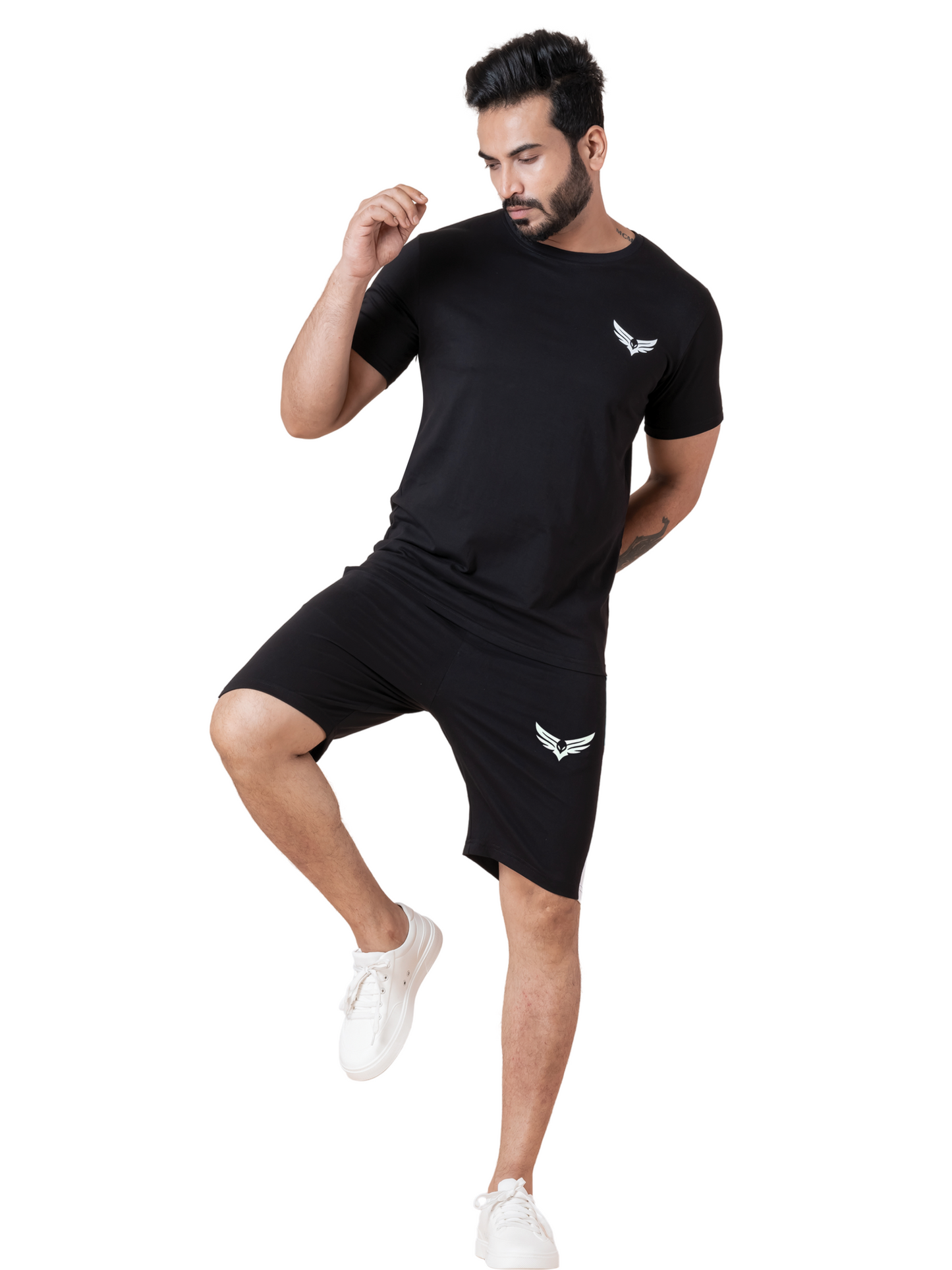ZAVRARIQ Men's Sports T-Shirt & Shorts Co-Ord Set – Premium Cotton | Black