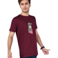 Zavrariq Men's Maroon Graphic Cotton T-Shirt | Casual Half Sleeve Round Neck Tee