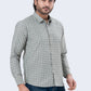 Men's Grey Checked Full Sleeve Casual Shirt | Regular Fit Cotton Blend | ZEVRARIQ