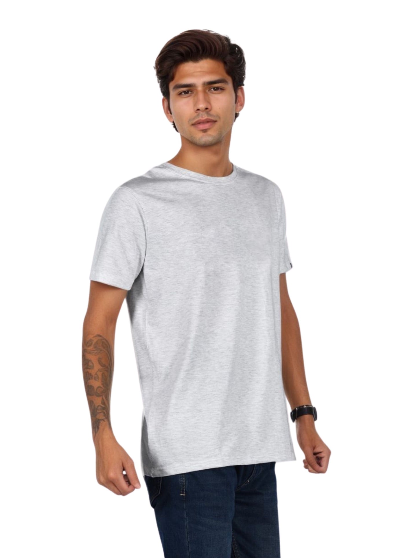 Zavrariq Men's Premium Cotton Short Sleeve Round Neck Solid T-Shirt