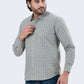 Men's Grey Checked Full Sleeve Casual Shirt | Regular Fit Cotton Blend | ZEVRARIQ