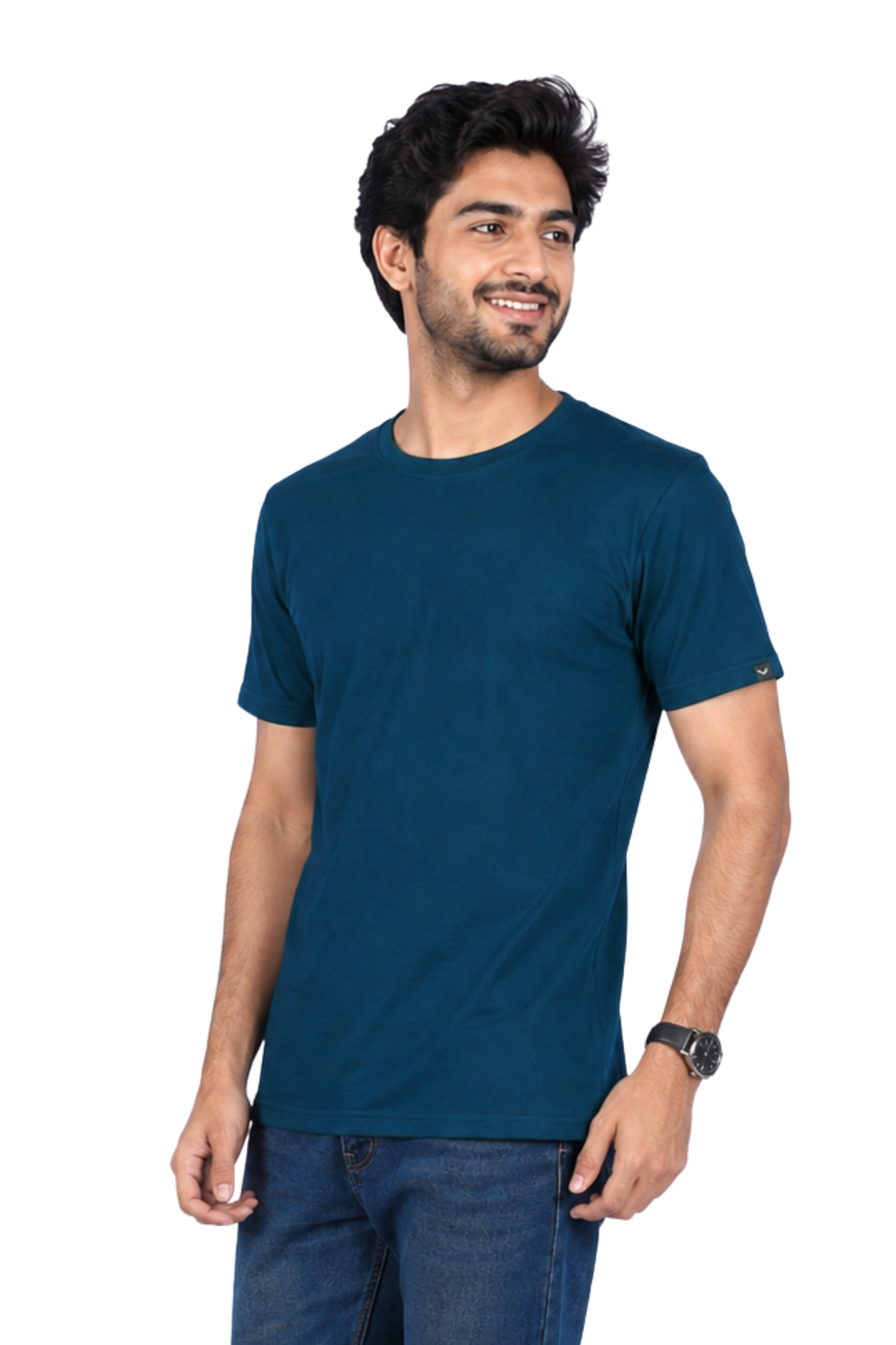 ZAVRARIQ Men's Navy Blue Solid Round Neck T-Shirt