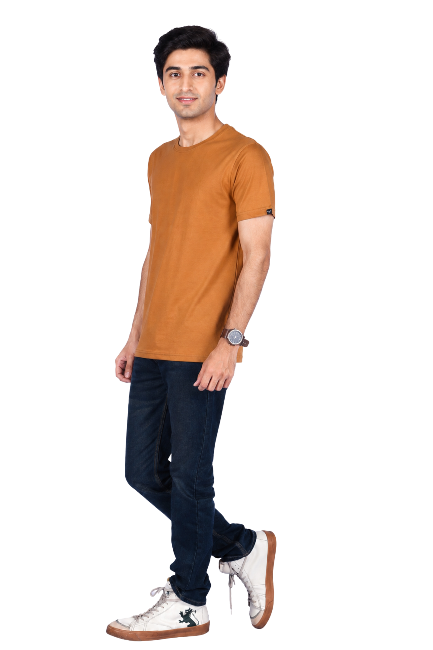 ZAVRARIQ Men's Premium Solid Cotton T-Shirt – Half Sleeve Round Neck | Rust Brown