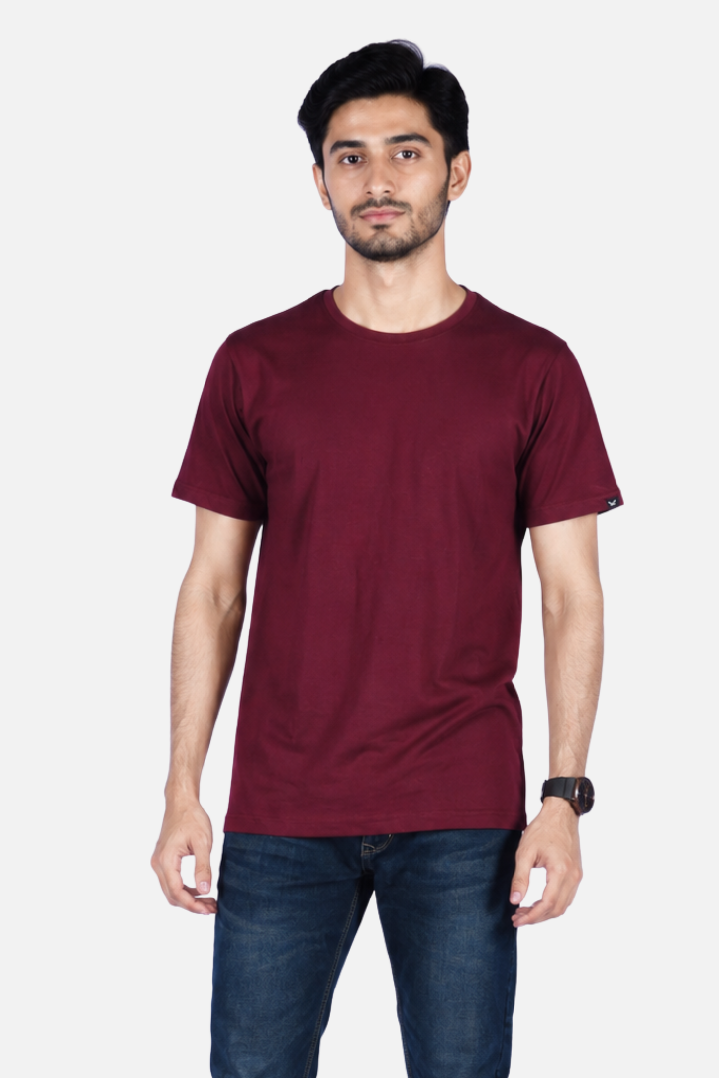 Zavrariq Men's Solid Cotton Round Neck Half Sleeve T-Shirt – Maroon