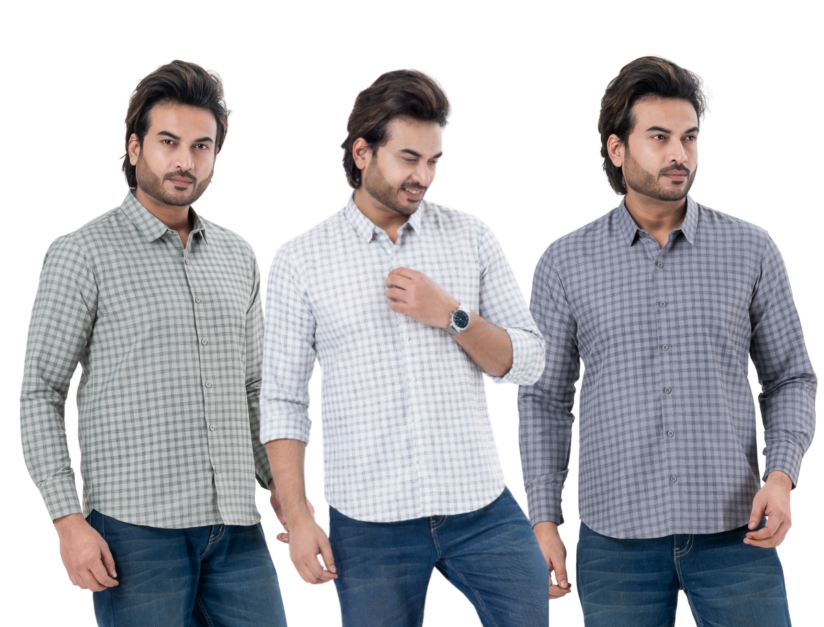 Men’s Premium Check Shirt Combo – Pack of 3 | Regular Fit Full Sleeve