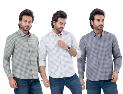 Men’s Premium Check Shirt Combo – Pack of 3 | Regular Fit Full Sleeve