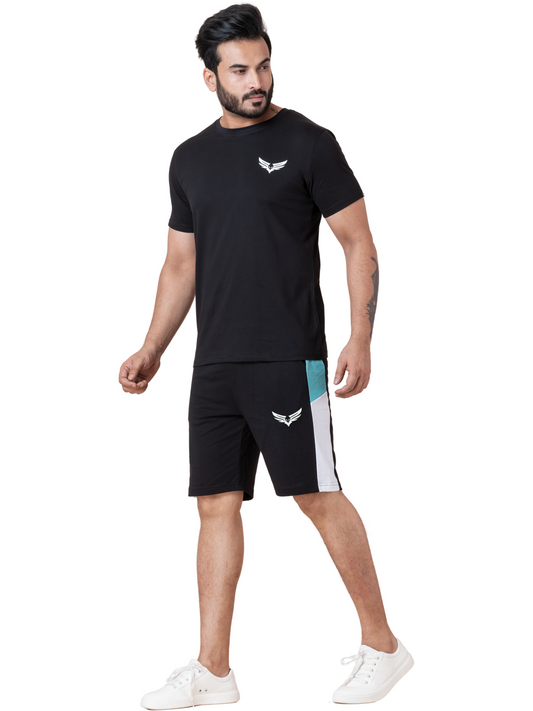 ZAVRARIQ Men's Sports T-Shirt & Shorts Co-Ord Set – Premium Cotton | Black